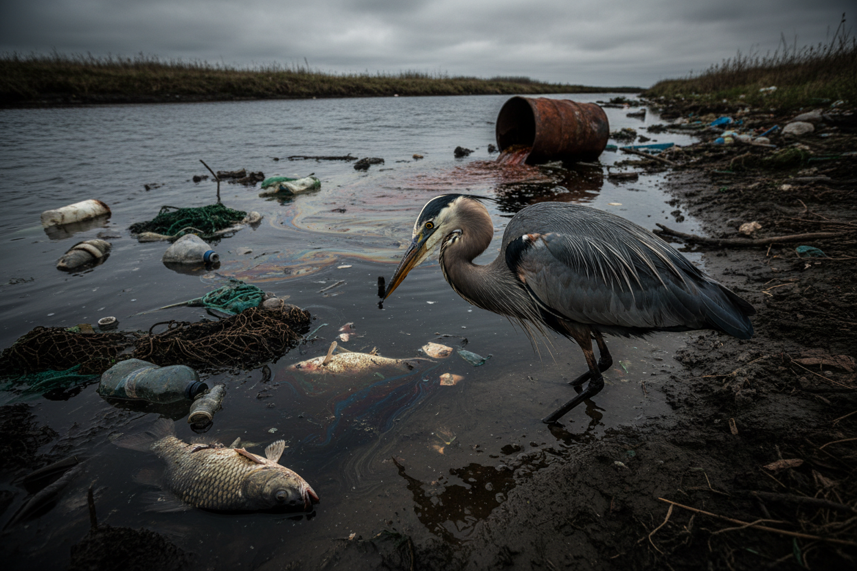 wildlife damaged by water polution 